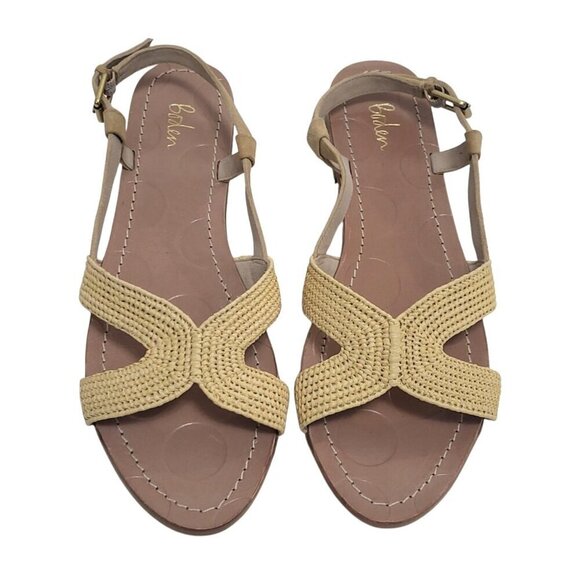 BODEN Katrina Raffia Sandals Tan Slingback Flats Resort Vacation - Picture 4 of 13